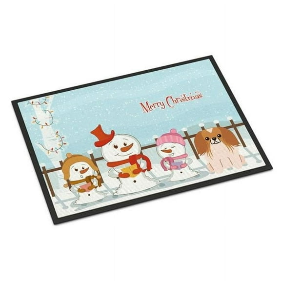 Carolines Treasures Merry Christmas Carolers Pekingnese Red White Door Mat Indoor Rug or Outdoor Welcome Mat 18x27