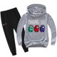 thumbnail image 1 of Niños impresos sudaderas con capucha pantalones 2 piezas conjunto de ropa niños niñas niños chándal Ehuebsd Para estrenar, 1 of 1