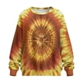 thumbnail image 4 of SCRAWLGOD Yellow Tie-Dye Womens Casual Crewneck Sweatshirts Long Sleeve Fashionable Tops Loose Fitting Pullovers with Drop Shoulder for Shopping Running, S, 4 of 7