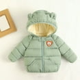 thumbnail image 3 of Baby Puffer Jacket Boys Green Full-Zip Long Sleeve Bear Hooded Down Jacket Windproof Girl Winter Coat 0-6 Months, 3 of 3