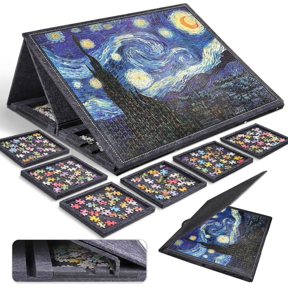 1000 Pieces Jigsaw Puzzle Board with 6 Drawers and Cover, 30"x22" Felt Jigsaw Puzzle Table for Adults, Portable Puzzle Organizer & Storage System, Puzzle Accessories Birthday Gift