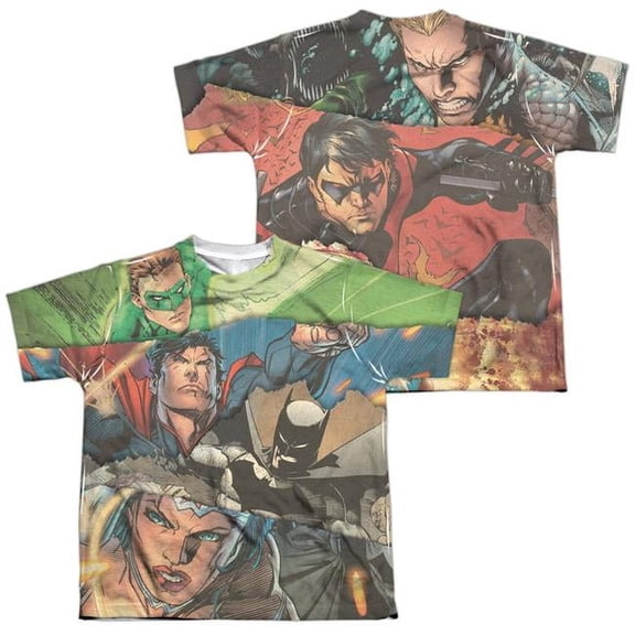 Jla - Torn (Front/Back Print) - Youth Short Sleeve Shirt - X-Large