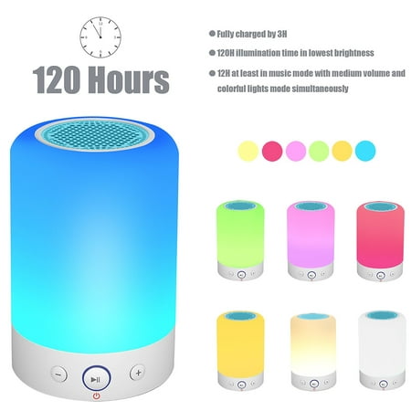 Bluetooth Speakers Wireless Stereo Subwoofer Smart Touch Lamp Color