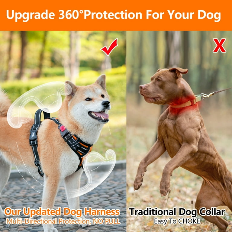 FURRYFECTION No-Pull Dog Harness | Reflective, Padded, 2 Leash Clips For Small To Large Dogs (Dark Brown, L)