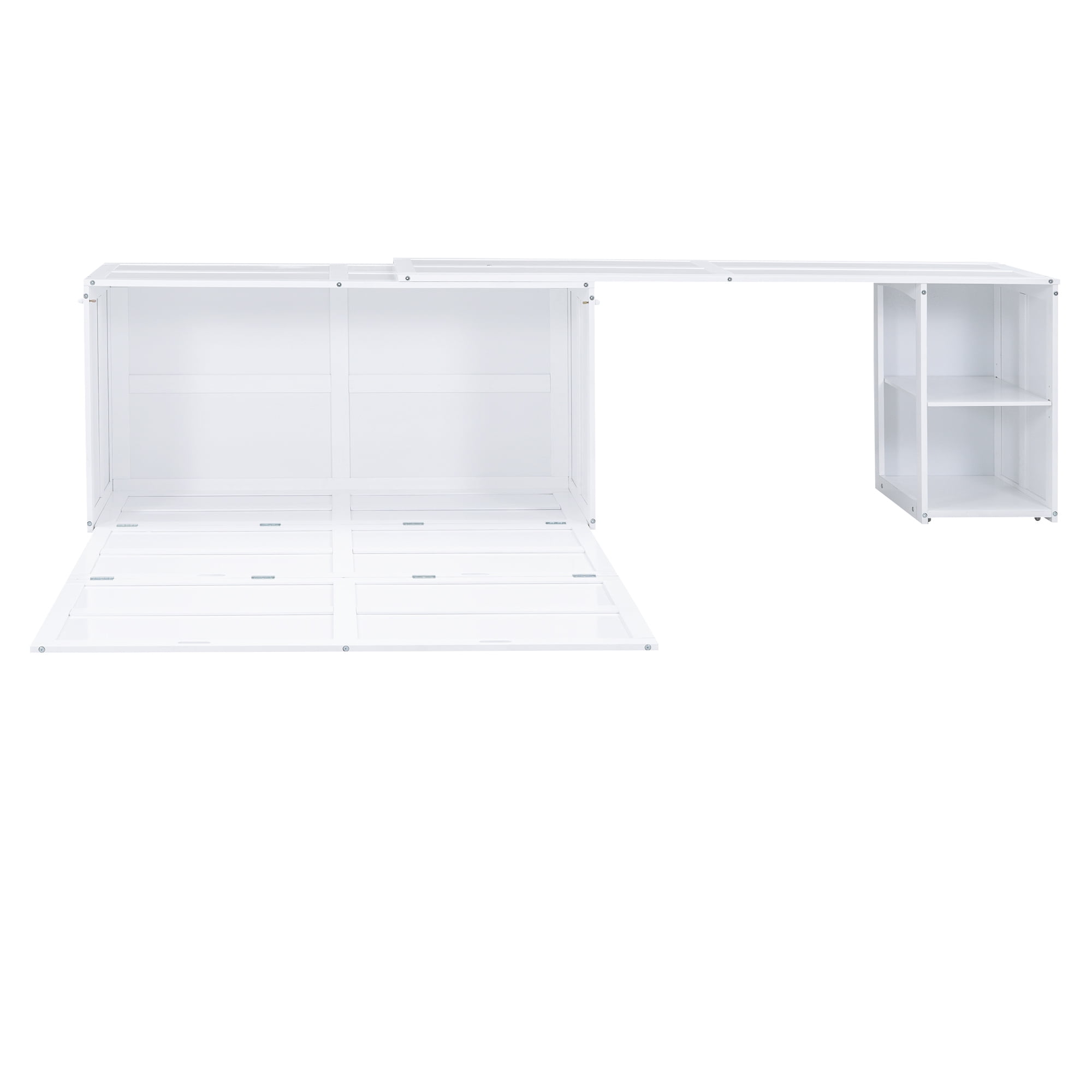 Euroco Queen Size Murphy Bed with Movable Desk, White
