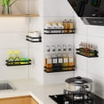 thumbnail image 6 of Shower Caddy No Drilling 1 Tier Black Shower Caddy Kitchen Shelf Spice Rack Nail Free Stainless Steel Wall Shelf Floating Shelf for Kitchen Bathroom 20-50cm Wide, 6 of 7