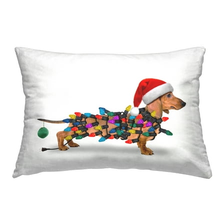 Stupell Industries Holiday Lights Dachshund Decorative Printed Throw Pillow, 14 x 20