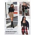 thumbnail image 6 of Khaki Plaid Pencil Mini Skirt For Women, High Waist Bodycon Fall Winter Holiday Skirt, 6 of 6