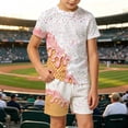 thumbnail image 2 of WhouRiu Boys Girls Summer Casual Outfits Kids Unisex Short Sleeve Ice Cream Graphic Tees Shorts Sets, 2 of 5