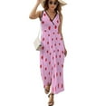 thumbnail image 2 of Red Strawberry Love Pattern Polka Dots Sleeveless Dress Dresses Women Summer Evening Dresses Ladies Bohemia Long Dresses, 2 of 9