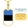 thumbnail image 3 of Estonia Flag Keychain Dog Tag Stainless Steel or 18k Gold, 3 of 8