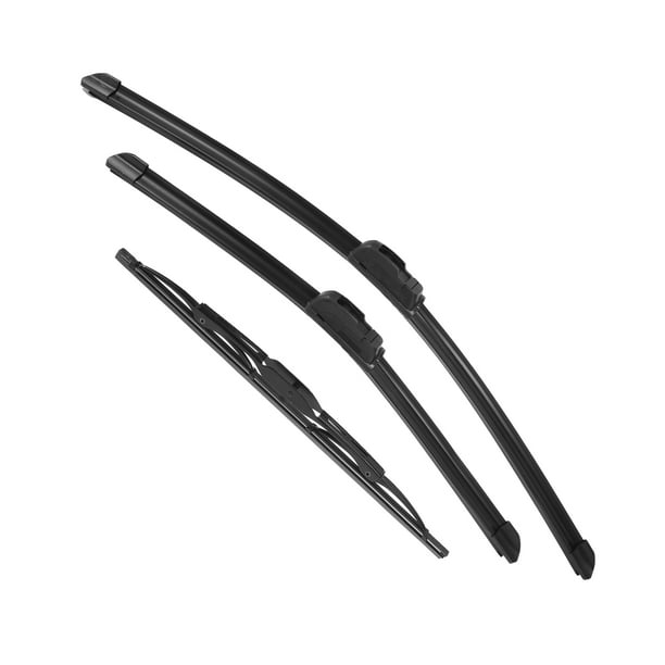 Juego de 3 Pcs 24" 18" 12" Limpiaparabris Delantero y Trasero para Kia Sportage con gancho J / U Negro