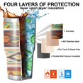 thumbnail image 7 of 30oz Ethnic Geometric Striped Pattern Tumblers Stainless Steel Tumbler with Lid and Straw,Vacuum Insulated Double Wall Travel Tumbler Cups Mug with Cleaning Brush for Coffee,Tea, 7 of 7