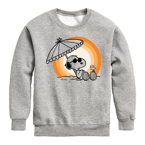 Peanuts - Summer Edition - Snoopy & Woodstock Relaxing - Toddler & Youth Crewneck Fleece Sweatshirt