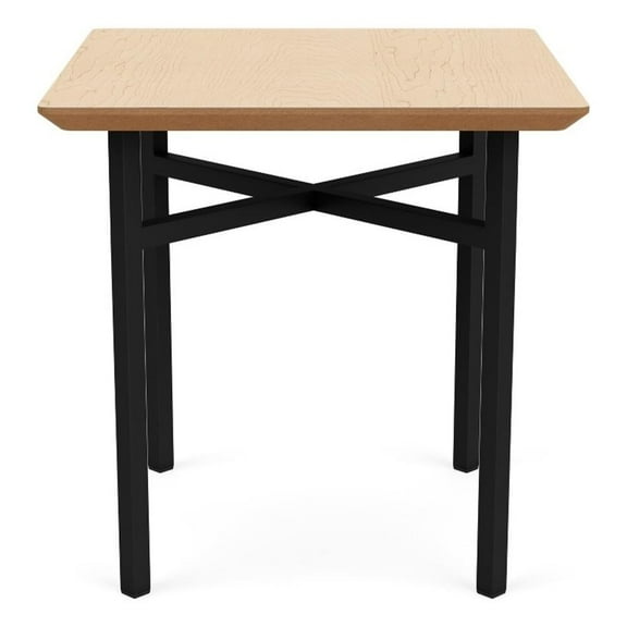 Avon Reception Waiting Square End Table 20x20" HPL Top / Black Steel / Natural