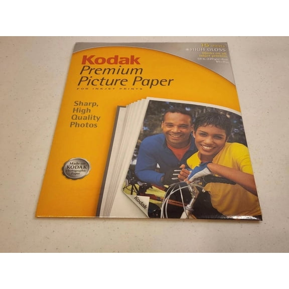 RHEA- Kodak Premium Picture Paper For Inkjet Prints High Gloss 15 Sheets 8.5 X Sealed