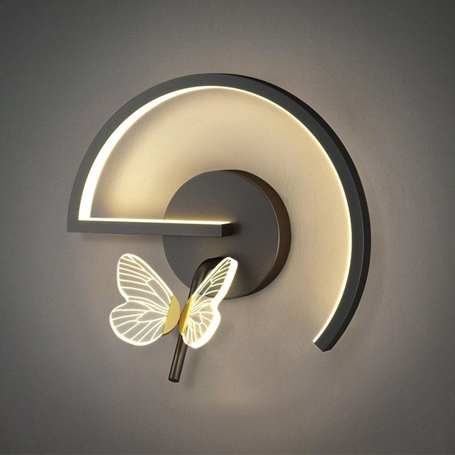 Apliques de ped nórdicos, luces de ped de miposa, lámpa de ped decorativa, accesorios de iluminación, iluminación pa cabecera, dormitorio, Negro a la derecha Colco Lámpara de aplique de pared