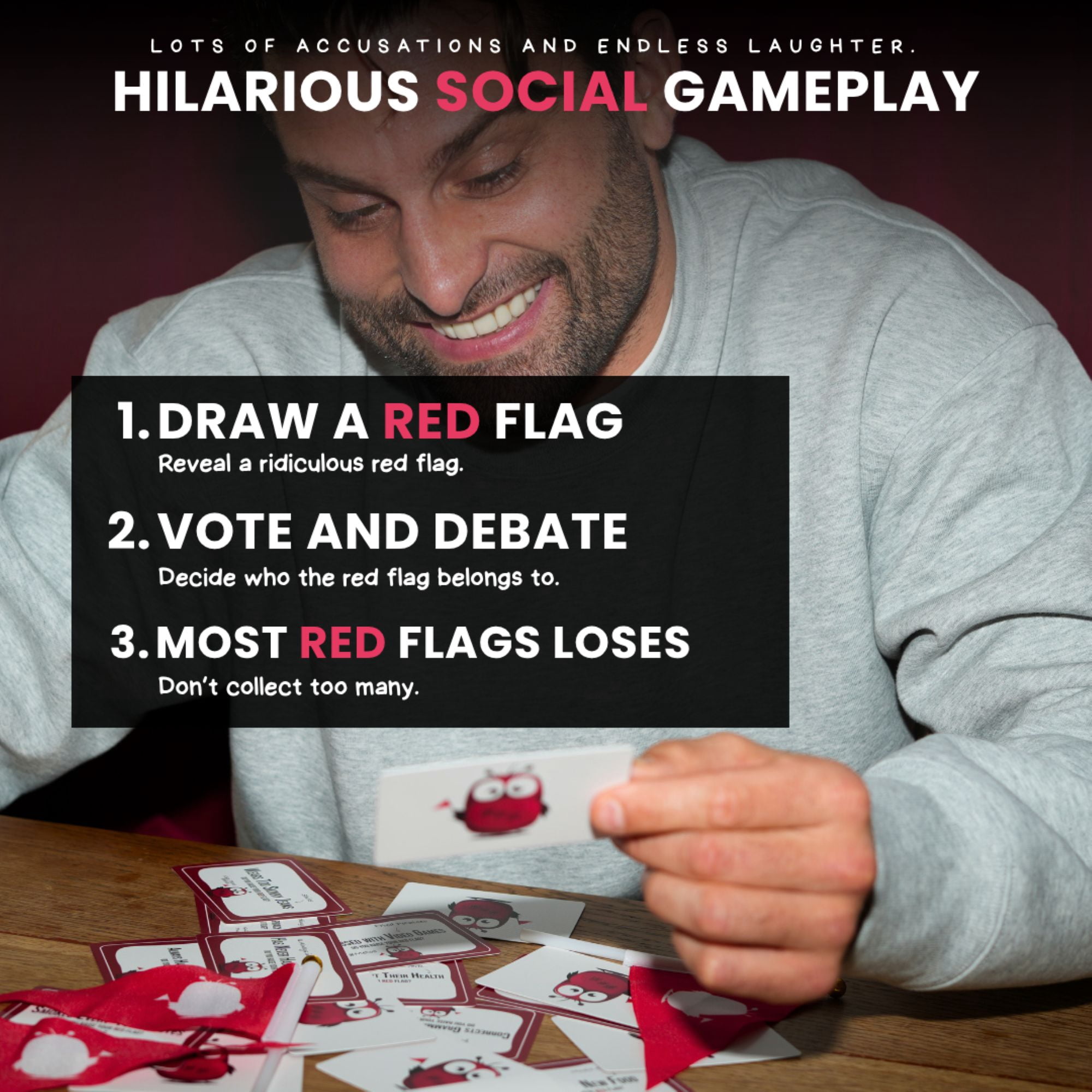 Raise Your Red Flag Party Card Game for Ages 14+, from Asmodee