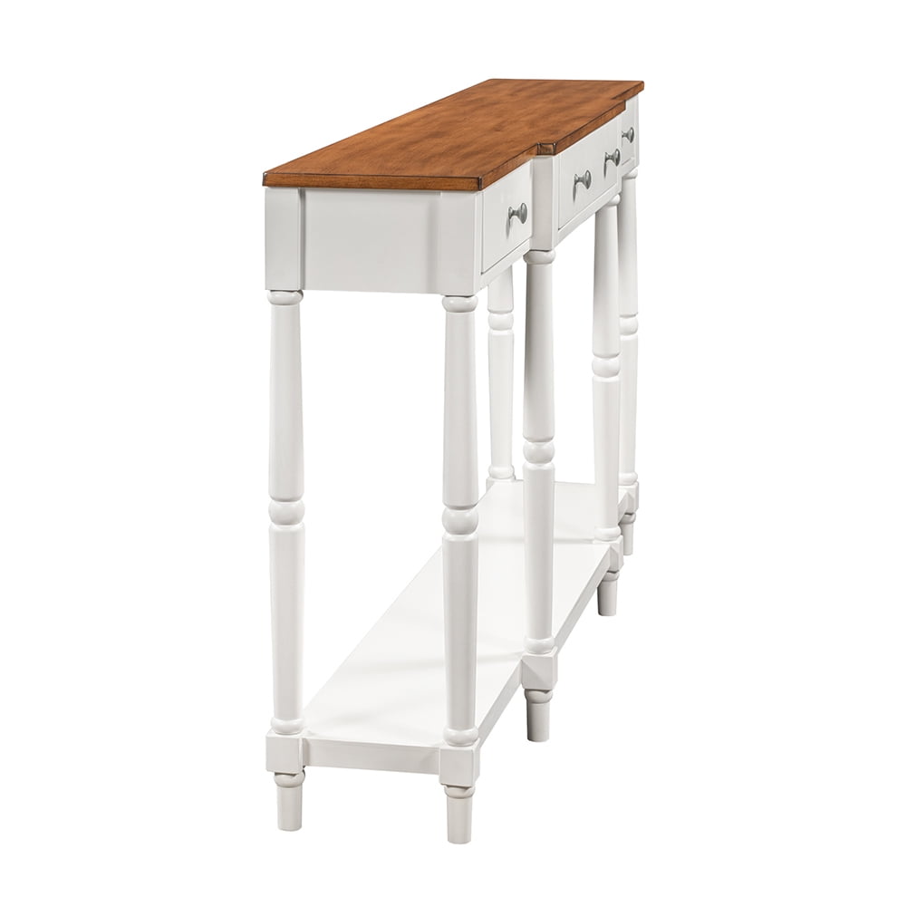 Lowestbest Modern Console Table, Solid Wood Entryway Hall Table with Storage Shelf and Drawer (White+Brown) Lowestbest Modern Console Table, Solid Wood Entryway Hall Table with Storage Shelf and Drawer (White+Brown)