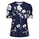 thumbnail image 3 of Casual Camisetas de Manga Corta para las Mujeres Imprimir Mangas Puff Cuello en V Camiseta, Poliéster Verano, 3 of 5