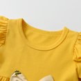 thumbnail image 4 of Infant Baby Girl Clothes Solid Color Short Sleeve Ruffle Tops Pants Headband Outfits Set (12-18 Months, Yellow), 4 of 6