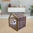 thumbnail image 3 of Plaid Pet House, Classical Pattern Traditional Origins Irish Country Retro Style Simple Checkered, Outdoor & Indoor Portable Dog Kennel with Pillow and Cover, 5 Sizes, Multicolor, by Ambesonne, 3 of 5