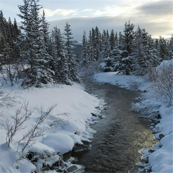A River Flowing Through A Snow Covered Landscape - Lake Louise Alberta Canada Poster Print by Keith Levit, 24 x 24 - Large