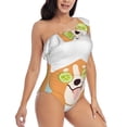 thumbnail image 3 of Sikiie Corgi With Towel Ans Slice Cucumber Print Women One Piece Swimsuits Tummy Control One Shoulder Bathing Suits Ruffle Swimwear, From S to XXL-Medium, 3 of 6