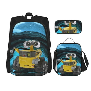 Wall-E 01 Backpacks With Lunch Pack Pencil Case 3pcs Set, Double Shoulders Daypack, Backpack/Pen Bag/Lunch Tote Bag Set