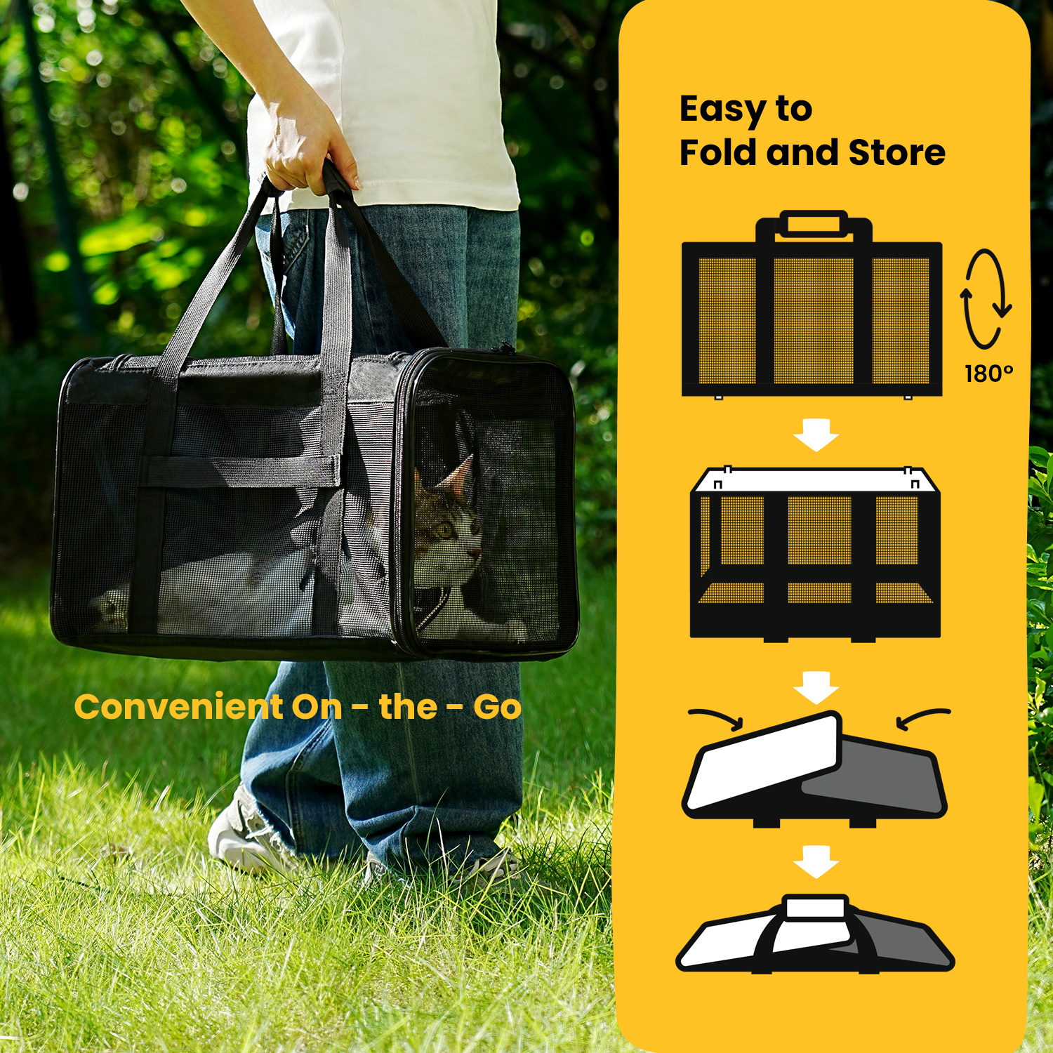 Conlun Soft-Sided Cat Carrier, Airline Approved, Black photo 4