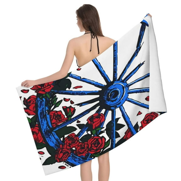 Grateful Dead Wheel Bath Towel Washcloths Beach Towel Quick Dry Towel Microfiber Absorbent Bath Towel 32x52 In