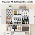 thumbnail image 3 of POAO 32"W Over the Toilet Storage Cabinet with Metal Frame and 7 Storage Shelves, Bathroom Organizer with Adjustable Shelves and Paper Holder, White, 3 of 10