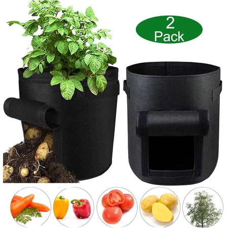 BIANRY BARN Grow Bags Garden Plant Bag Heavy Duty 400G Thick Fabric Container/Aeration Pots with Handles for Potato/Onion/Tomato/Flower Planting Growing Bags (10 Gallon)