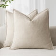 thumbnail image 1 of Pack de 2 fundas de almohada Foindtower de lino, 50 x 50 cm, color beige, 1 of 7