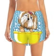 thumbnail image 4 of Lsque Dog Takes a Bath in the Bathtub Printed Women's Running Shorts with Liner Pockets,Elastic Quick Dry Workout Athletic Gym Yoga Shorts,Womens High Waist Shorts-Small, 4 of 9