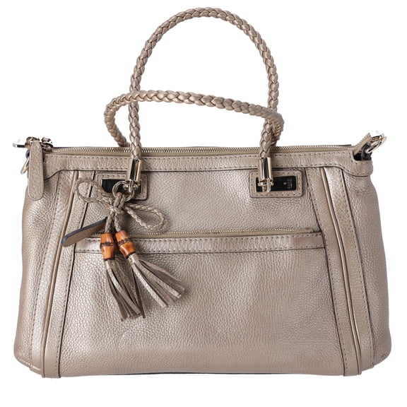 Pre-Owned GUCCI Bella Handbag 282300 Gold Leather Braided Handles