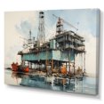 thumbnail image 2 of Designart "Blue Oil Rigs landscapes Industrial III" Oil Rigs / Fields Canvas Wall Art, 2 of 5
