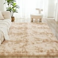 thumbnail image 2 of 8x10 Shag Area Rug for Living Room Bedroom, Tie-Dyed Beige High Pile Soft Plush Shaggy Furry Cream Bedside Playroom Dorm Carpet, Non-Slip, Non-Shedding Modern Indoor Floor Rug, 2 of 4