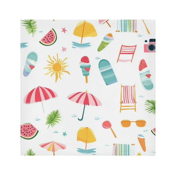 Satin Napkin Square 20 Inches Soft Smooth Decorative Napkins for Party Wedding Banquet and Dinner Summer Pattern