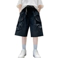 thumbnail image 2 of UACY Boys Cargo Shorts Baggy Casual Elastic Waist Knee Length Wide Leg Shorts Summer Trendy Outdoor Hiking Pants ﻿, 2 of 6