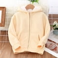 thumbnail image 2 of Generic Kids Christmas Clothes Toddler Little/big Kids Boys Girls Winter Warm Thickened Classic Hoodie Jacket Zipper Solid Color for Kids Clothes(3-4 Years,Beige), 2 of 5