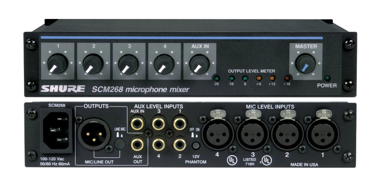 Shure SCM268 4Channel Rack Mountable Microphone Mixer