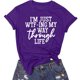 thumbnail image 4 of ICHUANYI Clearance Women Girls Plus Size Print Tees Short Sleeve Round Neck T Shirt Blouse Tops(Purple, XL) ICHUANYI WER2023081017830, 4 of 7