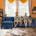 thumbnail image 5 of JONPONY 111" Modular Cloud Couch, L Shaped Sectional Sofa with Movable Ottoman,3 Oversized Seats Sleeper Couches for Living Room, Apartment,Blue, 5 of 8