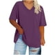 thumbnail image 3 of Auralook Womens V Neck Solid Plus Size T Shirts Oversized Loose Fit Short Sleeve Tops Casual Summer Vacation 2026, 3 of 7