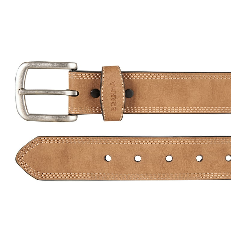 Brahma Triple Needle Stitch Leather Work Belt with Snap Buckle