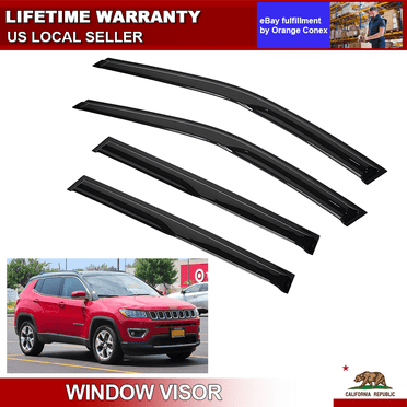 Smoke Window Visors Fits 07-17 Jeep Compass Acrylic Sun Rain Guard Deflector