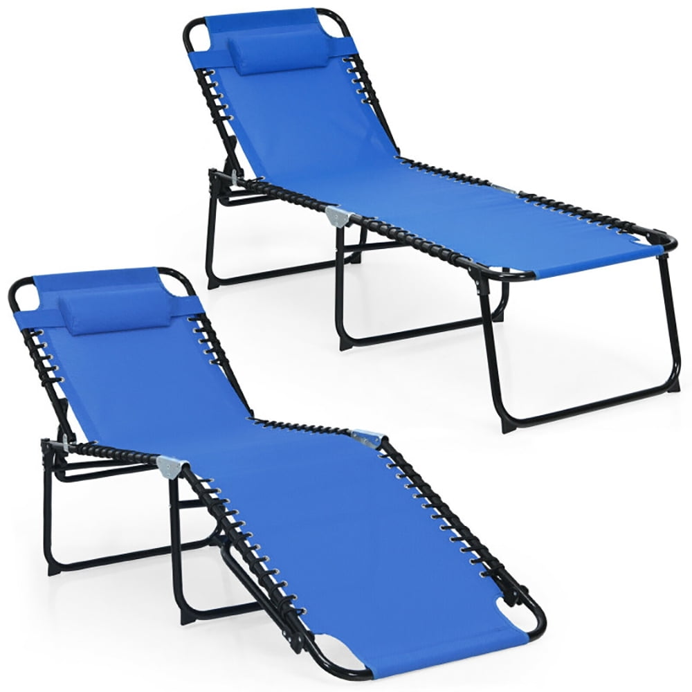 Aimee Lii Foldable Recline Lounge Chair with Adjustable Backrest and Footrest, Patio Loungers, Blue