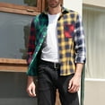 thumbnail image 2 of Mens Plaid Shirts Jacket Contrast Classic Ancients Long Sleeves Turn-Down Collar Plaid Flannel Coat, 2 of 4
