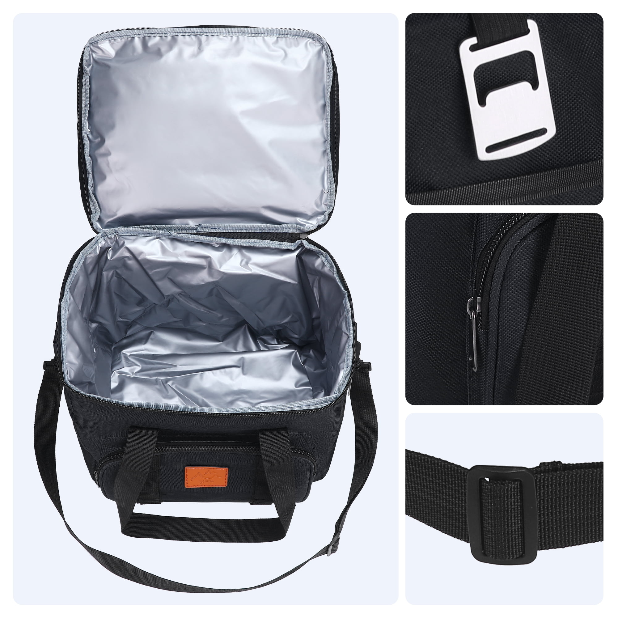 Unique Bargains Reusable Leakproof Lunch Bag for Office, Beach Black